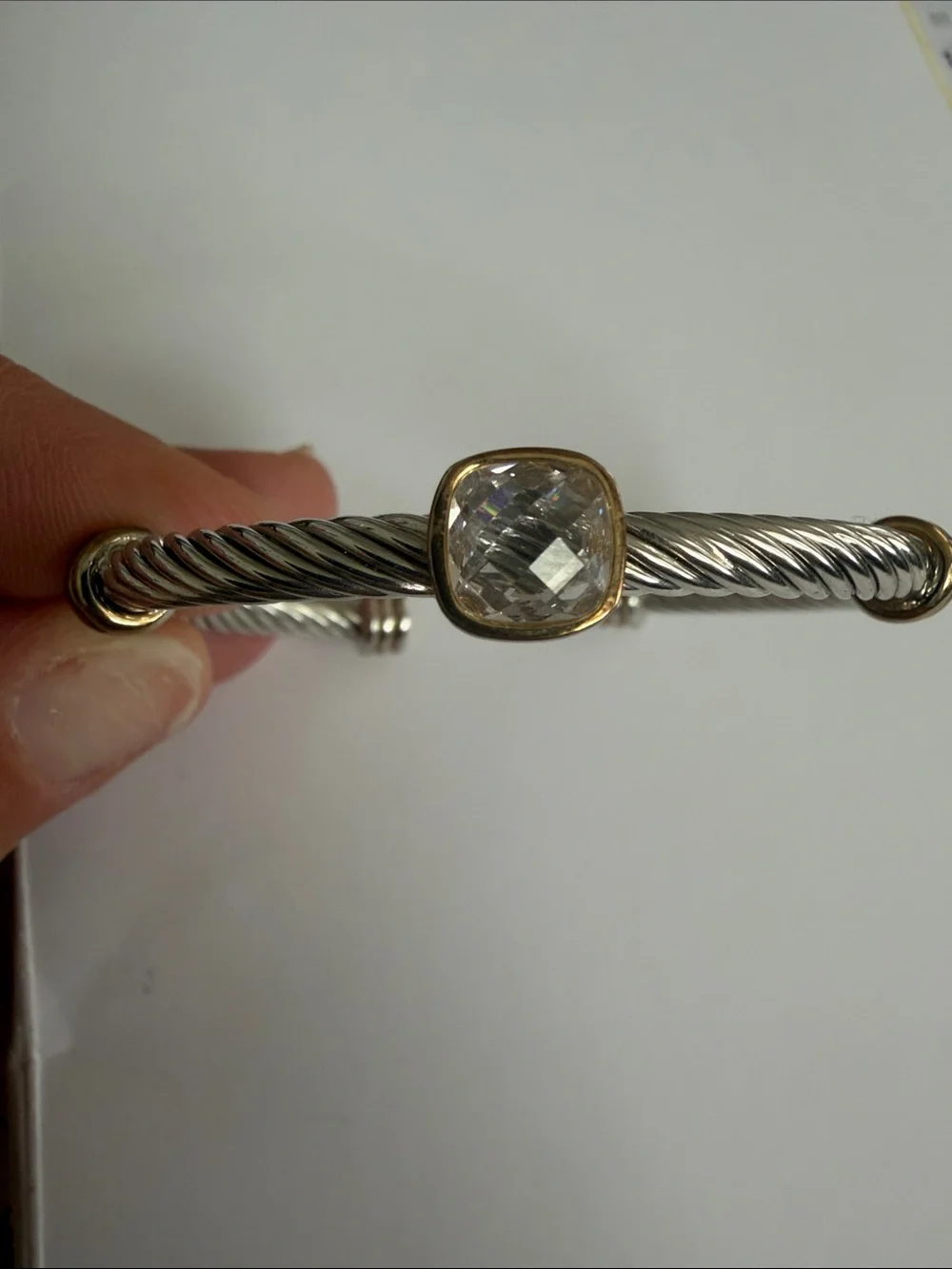 Trendy boutique Silver and Gold Twisted Cable Cuff Bracelet